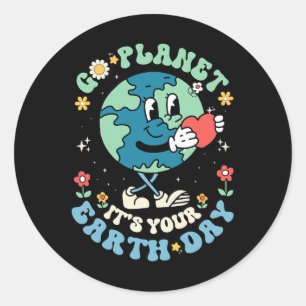 Cute Go Planet Its Your Earth Day 2025 Teacher Kid Classic Round Sticker