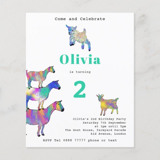 Cute goat birthday party (Front)