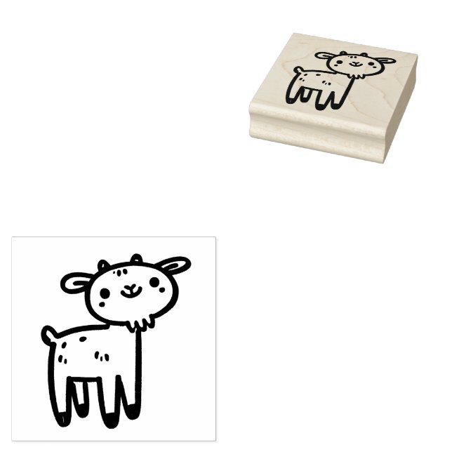 Cute Goat Cartoon Stamp (Stamped)