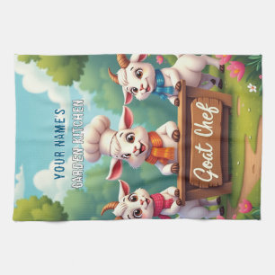 Cute Goat Chef Cartoon Kitchen Towel