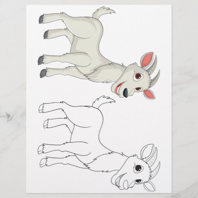 Cute goat colouring page (Front)