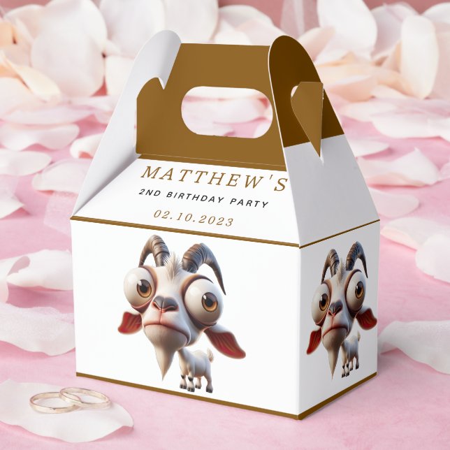 Cute goat Farm Animals 2nd Birthday Party Favor Box (Wedding)