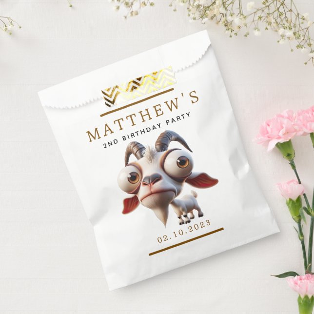 Cute Goat Farm Animals 2nd Birthday Party Favour Bag (Sealed)