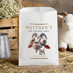 Cute Goat Farm Animals 2nd Birthday Party Favour Bag