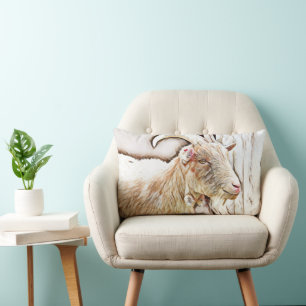 Cute Goat Farmhouse Decor Lumbar Pillow