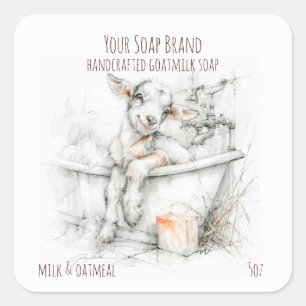 Cute Goat in a Bath  Goatmilk Soap Square Sticker
