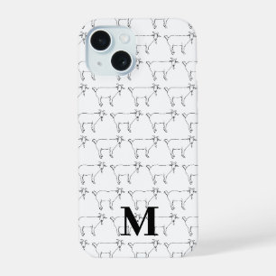 Cute Goat Pattern Black and White iPhone 15 Case