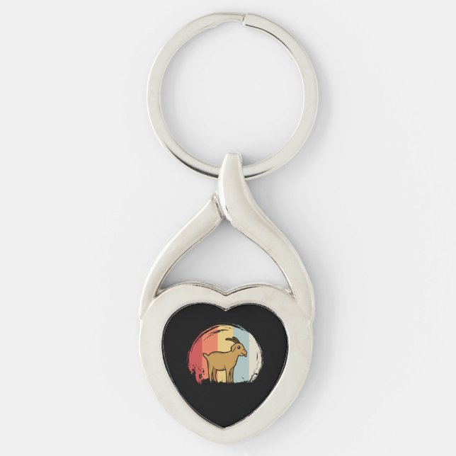 Cute Goat Retro Keychain (Front)