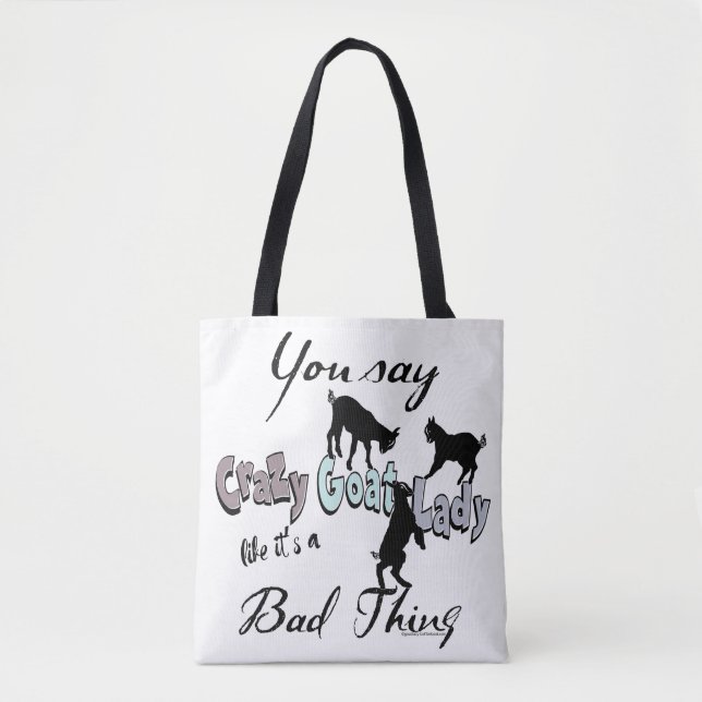 Cute GOAT SAYING | Crazy Goat Lady Cool Pastels Tote Bag (Front)