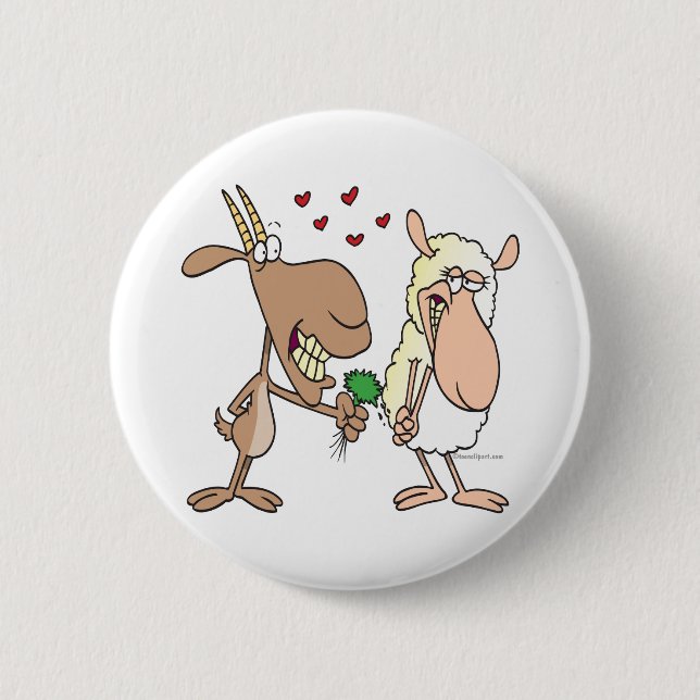 cute goat sheep love cartoon 2 inch round button (Front)