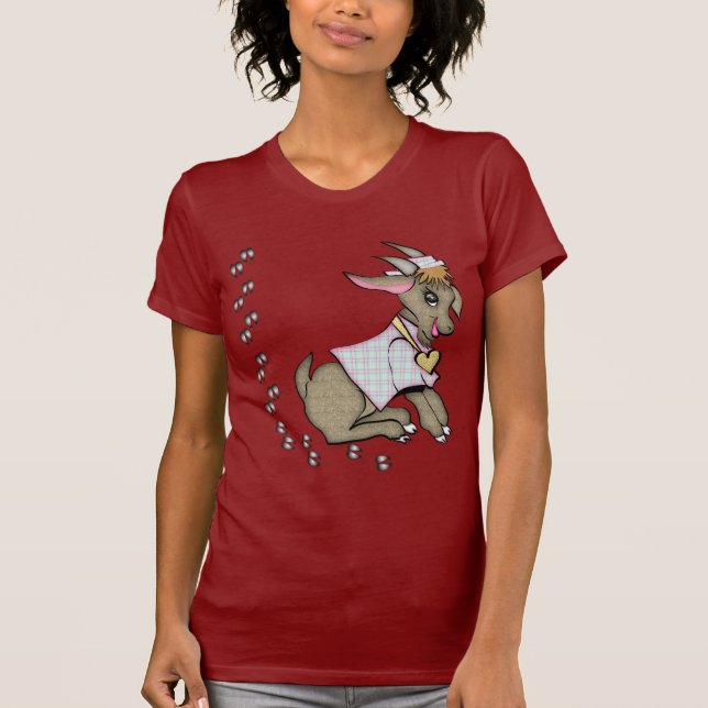Cute Goat With HoofPrints T-Shirt (Front)
