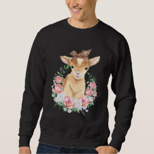Cute Goat With Leopard Headband Boho Flower Cute G Sweatshirt