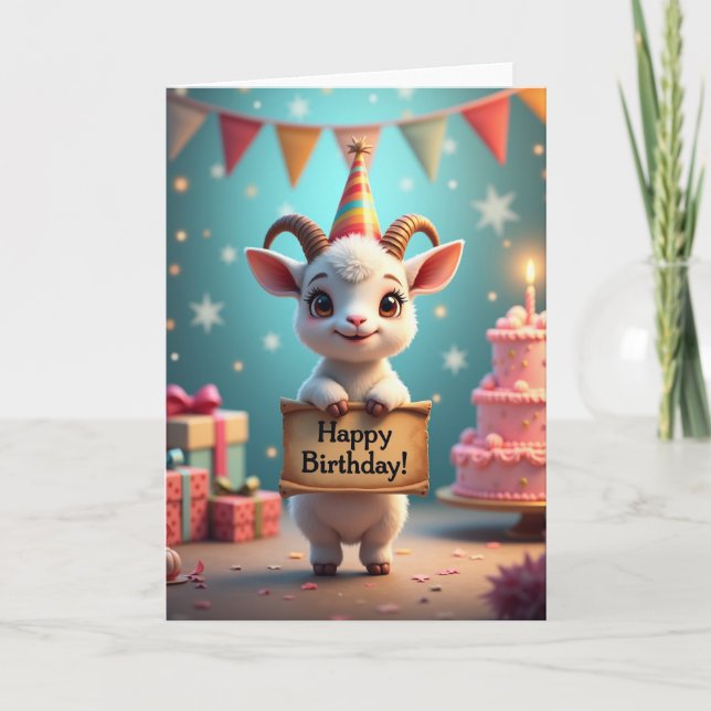 Cute Goatling Birthday Card (Front)
