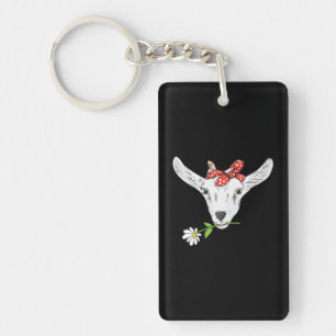 Cute Goats Bandana Farm Animal Funny Goat Lover Keychain