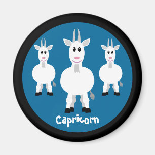 Cute Goats Capricorn Zodiac Sign Custom Blue Magnet