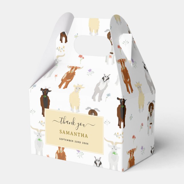 Cute Goats Farm Animals Favor Box (Front Side)