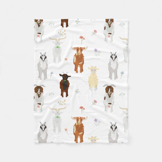 Cute Goats Farm Animals Fleece Blanket (Front)
