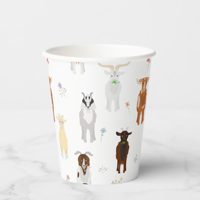 Cute Goats Farm Animals Paper Cups (Front)
