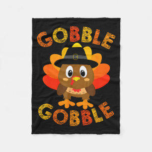 Cute Gobble Gobble Turkey Lgrim Little Boys Thanks Fleece Blanket