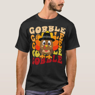 Cute Gobble Gobble Turkey Pilgrim Little Boys Than T-Shirt
