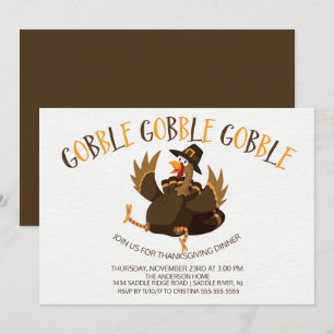 Cute Gobble Gobble Turquie Thanksgiving Invitation