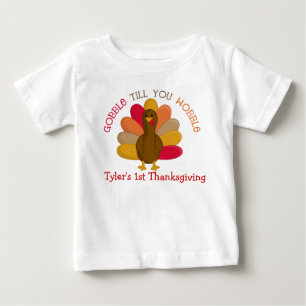 CUTE Gobble Till You Wobble 1st Thanksgiving Shirt