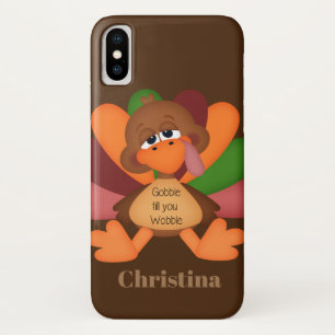 Cute Gobble turkey add name Thanksgiving Case-Mate iPhone Case