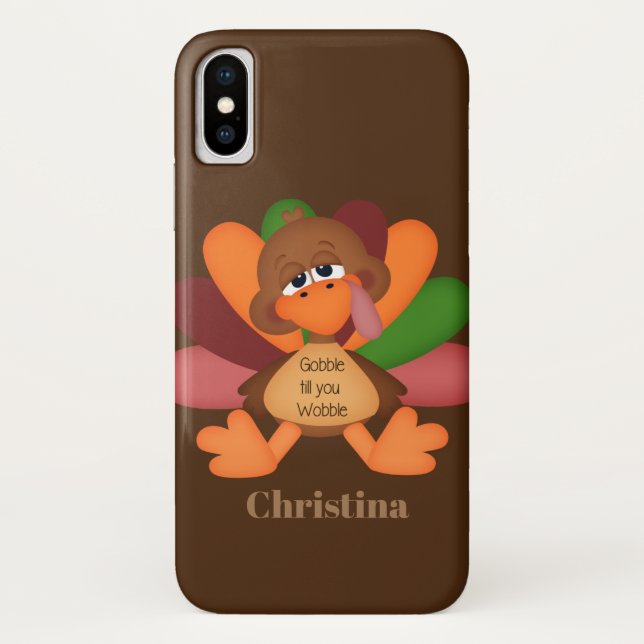 Cute Gobble turkey add name Thanksgiving Case-Mate iPhone Case (Back)