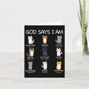 Cute God Says I Am Cat Lover Funny Christian Kids  Card