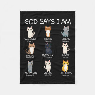 Cute God Says I Am Cat Lover Funny Christian Kids Fleece Blanket