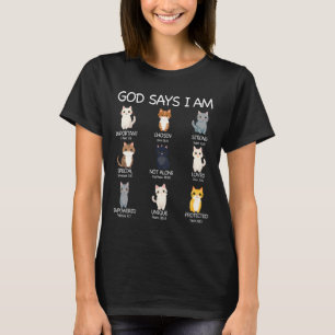 Cute God Says I Am Cat Lover Funny Christian Kids  T-Shirt