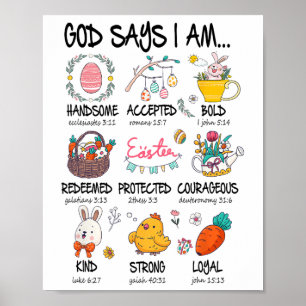 Cute God Says I Am Christian Jesus Happy Easter Da Poster