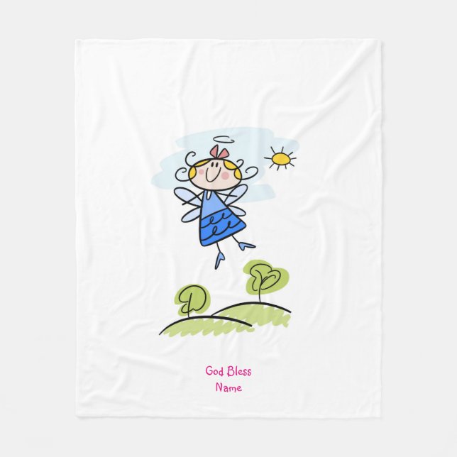 Cute Goddaughter Angel Personalized Fleece Blanket (Front)