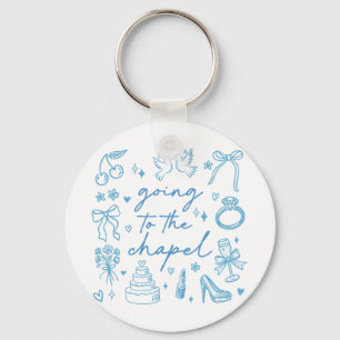 Cute Going To The Chapel Bride Engaged Bachelorett Keychain