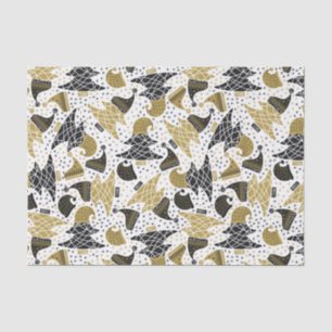 Cute Gold and Black Christmas Trees Tissue Paper