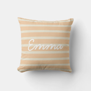 Cute Gold and Cream Striped Baby Throw Pillow