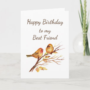Cute Gold Birds Best Friend Friendship Birthday Card