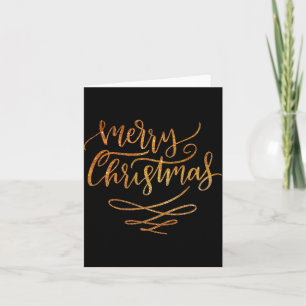 Cute Gold Brush Script Merry Christmas T Shirt Card