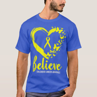 Cute Gold Butterfly Childhood Cancer Awareness Hea T-Shirt