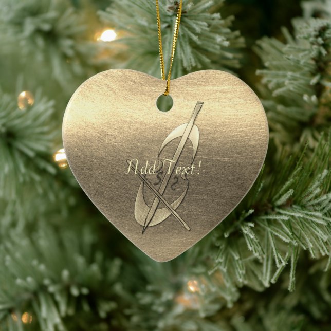 Cute Gold Cello Music Ajouter Ornement Texte (Arbre)