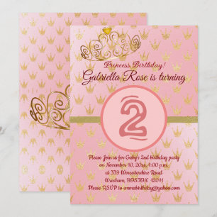Cute Gold Crowns Girl's Birthday Party Invitation