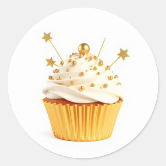 Cute Gold Cupcake Stickers