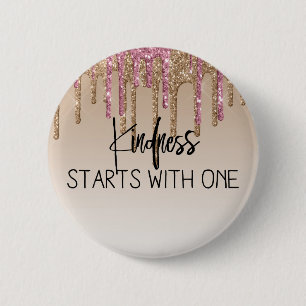 Cute Gold Dripping Glitter Inspirational 2 Inch Round Button
