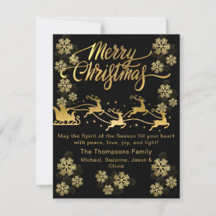 Cute Gold Elegant Lettering Merry Christmas Photo  Holiday Card