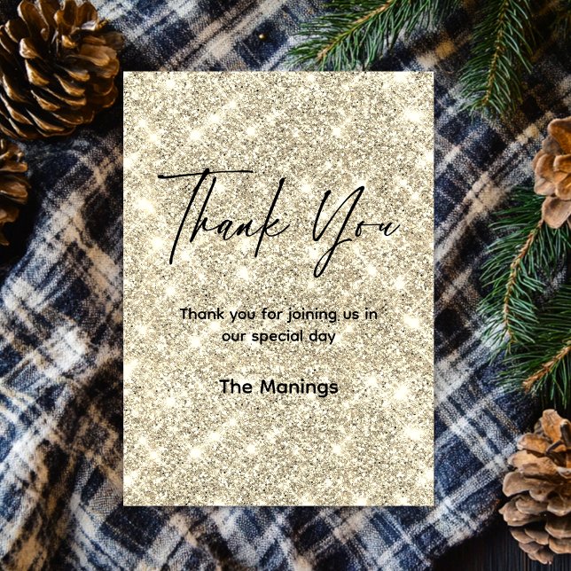 Cute gold faux glitter thank you  card (Creator Uploaded)