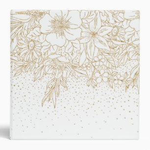 Cute Gold floral doodles and confetti design Binder