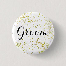 Cute Gold Glitter Groom Button