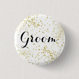 Cute Gold Glitter Groom Button