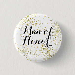 Cute Gold Glitter Man of Honour 1 Inch Round Button
