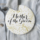 Cute Gold Glitter Mother of the Groom Button
